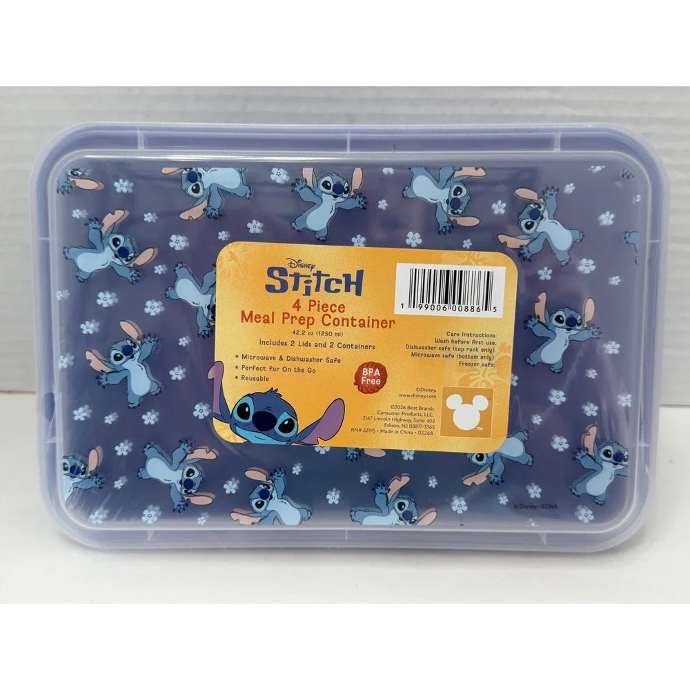 Disney Stitch 4 Piece Meal Prep Container Set 42.2oz Blue Lilo & Stitch New
